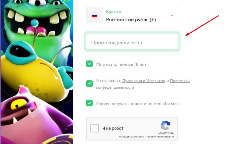 Поля для промокода